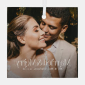 Elegant Married & Merry Newlywed Photo, Christmas ガラスオーナメント (裏面)