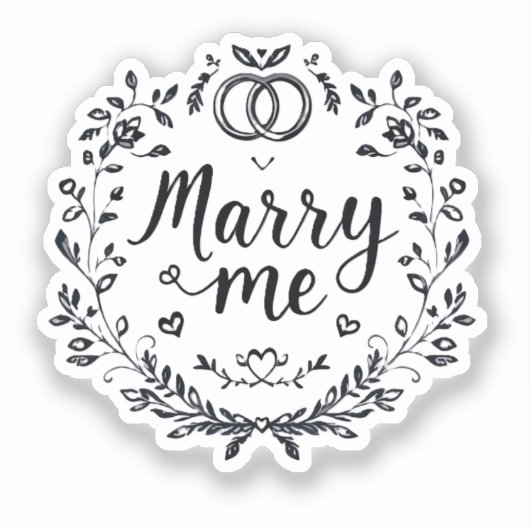 Elegant “Marry Me” Heart Wedding Sticker 💍✨👰 シール (正面)