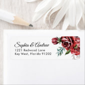 Elegant Marsala Red Rose Rustic  Wedding Address ラベル (インサイチュ)