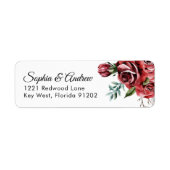 Elegant Marsala Red Rose Rustic  Wedding Address ラベル (正面)
