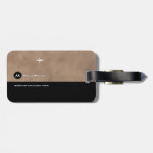 Elegant Masculine Brown Black Monogram ラゲッジタグ (裏面横)
