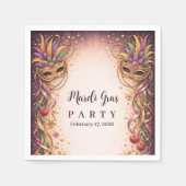 Elegant Masquerade Hearts Mardi Gras スタンダードカクテルナプキン (正面)