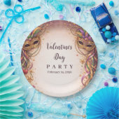 Elegant Masquerade Hearts Mardi Gras ペーパープレート (パーティー)