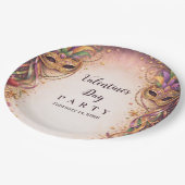 Elegant Masquerade Hearts Mardi Gras ペーパープレート (アングル)