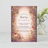 Elegant Masquerade Hearts Mardi Gras 招待状 (スタンド正面)