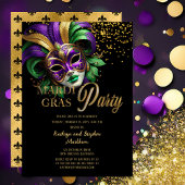 Elegant Masquerade Mask Mardi Gras Party 招待状