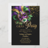 Elegant Masquerade Mask Mardi Gras Party 招待状 (正面)