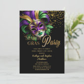Elegant Masquerade Mask Mardi Gras Party 招待状 (スタンド正面)