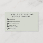Elegant Massage Therapist Sage Green Modern 名刺 (裏面)