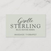 Elegant Massage Therapist Sage Green Modern 名刺 (正面)