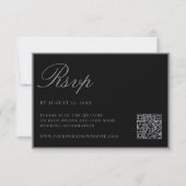 Elegant Matte Black Old Money QR Code Wedding 出欠カード (正面)