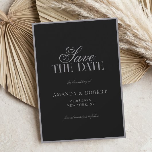 Elegant Matte Black Old Money Wedding セーブザデート