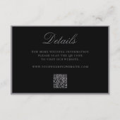 Elegant Matte Black QR Code Details Wedding エンクロージャーカード (正面)