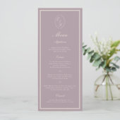 Elegant Mauve Monogram Wedding Long Menu 招待状 (スタンド正面)
