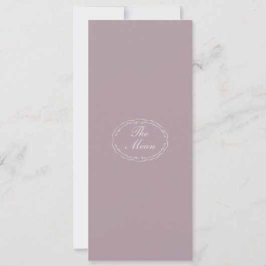 Elegant Mauve Monogram Wedding Long Menu 招待状 (裏面)