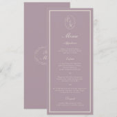 Elegant Mauve Monogram Wedding Long Menu 招待状 (正面/裏面)