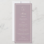 Elegant Mauve Monogram Wedding Long Menu 招待状 (正面)