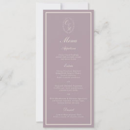 Elegant Mauve Monogram Wedding Long Menu 招待状