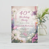 Elegant Mauve | Multi 40th Birthday Party Floral 招待状 (スタンド正面)