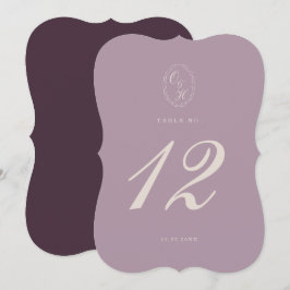 Elegant Mauve Plum Die Cut Table Number 招待状