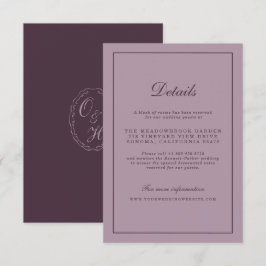 Elegant Mauve Plum Wedding Details Card エンクロージャーカード