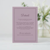 Elegant Mauve Plum Wedding Details Card エンクロージャーカード (スタンド正面)