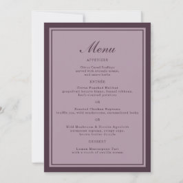 Elegant Mauve Plum Wedding Dinner Menu Card 招待状