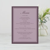 Elegant Mauve Plum Wedding Dinner Menu Card 招待状 (スタンド正面)