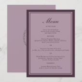 Elegant Mauve Plum Wedding Dinner Menu Card 招待状 (正面/裏面)