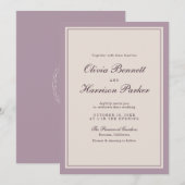Elegant Mauve Plum Wedding Invitation 招待状 (正面/裏面)