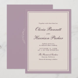 Elegant Mauve Plum Wedding Invitation 招待状