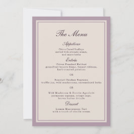 Elegant Mauve Plum Wedding Menu Card 招待状