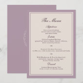 Elegant Mauve Plum Wedding Menu Card 招待状 (正面/裏面)