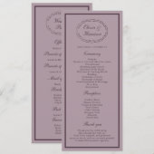 Elegant Mauve Plum Wedding Program Card 招待状 (正面/裏面)