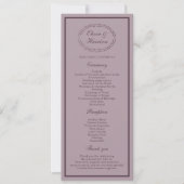 Elegant Mauve Plum Wedding Program Card 招待状 (正面)