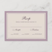 Elegant Mauve Plum Wedding RSVP Card エンクロージャーカード (正面)