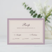 Elegant Mauve Plum Wedding RSVP Card エンクロージャーカード (スタンド正面)