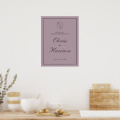 Elegant Mauve Plum Wedding Welcome Sign ポスター (キッチン)