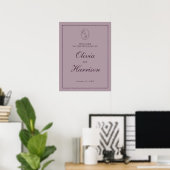 Elegant Mauve Plum Wedding Welcome Sign ポスター (ホームオフィス)