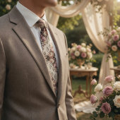 Elegant Mauve Rose Vintage Floral  ネクタイ