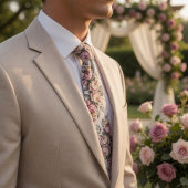 Elegant Mauve Rose Vintage Floral  ネクタイ