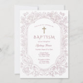 Elegant Mauve Traditional Baptism Invitation 招待状 (正面)