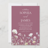 Elegant Mauve Wildflower Floral Flowers Wedding 招待状 (正面)