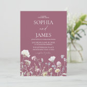 Elegant Mauve Wildflower Floral Flowers Wedding 招待状 (スタンド正面)