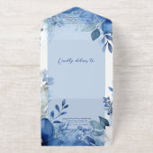 Elegant Maximalist Blue Floral Wedding オールインワン招待状 (外側)