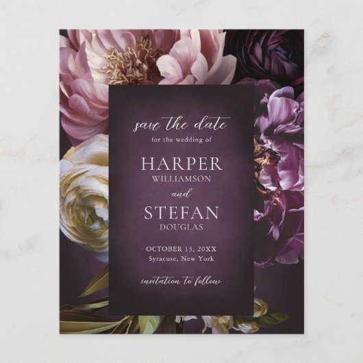 Elegant Maximalist Floral Wedding Save the Date チラシ (正面)