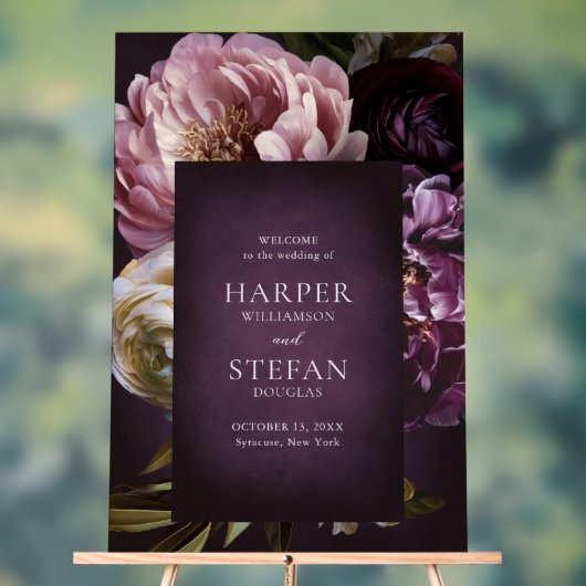 Elegant Maximalist Floral Wedding Welcome Sign アクリルサイン (ニュートラル)