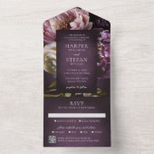 Elegant Maximalist Purple Floral QR Code Wedding オールインワン招待状 (内側)