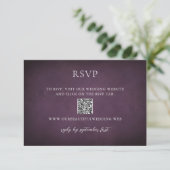 Elegant Maximalist Purple Floral QR Code Wedding 出欠カード (スタンド正面)