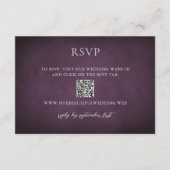 Elegant Maximalist Purple Floral QR Code Wedding 出欠カード (正面)